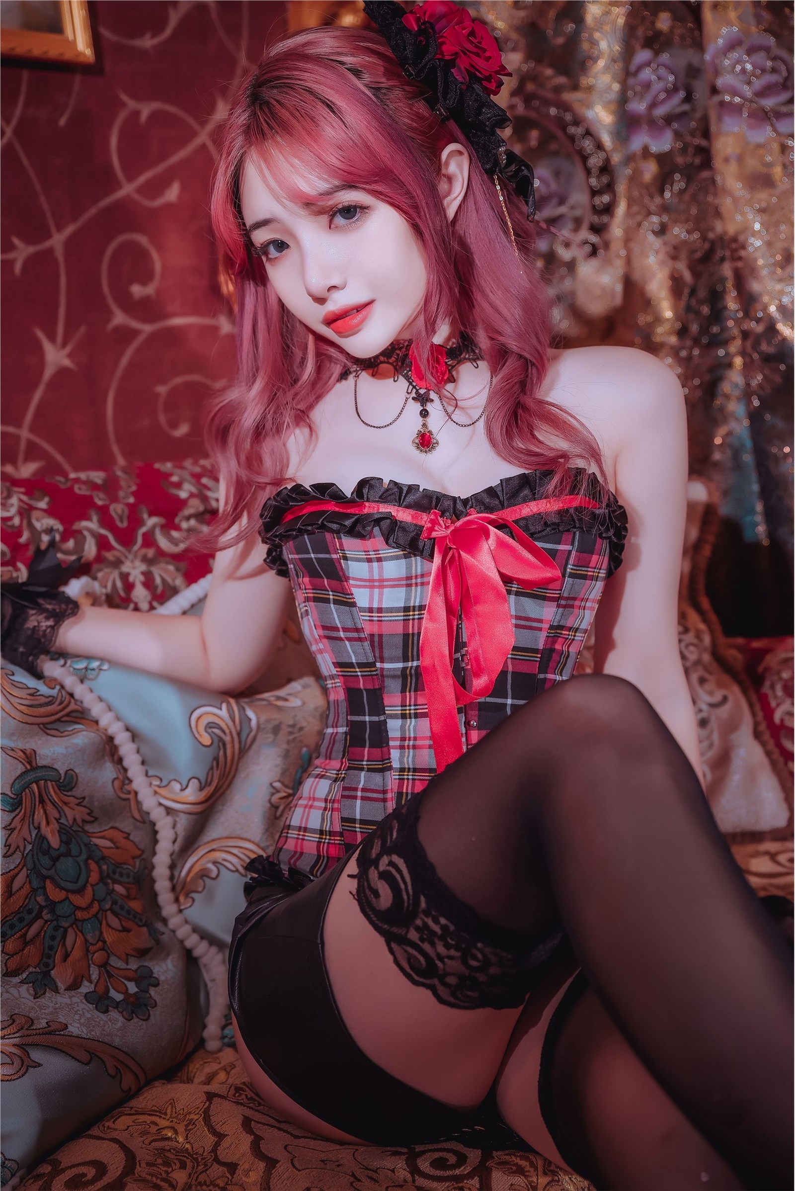 Wenmei no.036 red and black check(1)